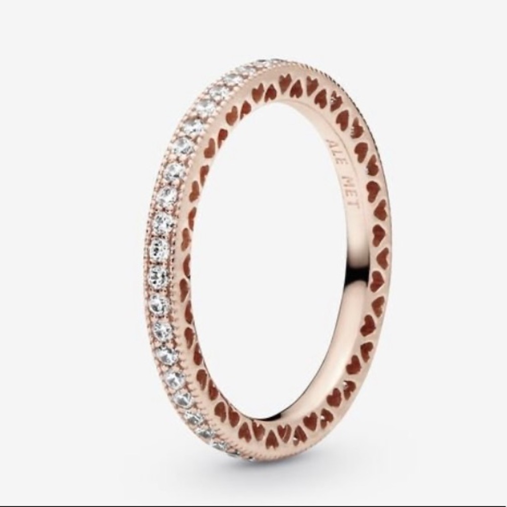 Rose Gold Pandora Sparkle and Hearts Ring